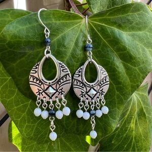 Tribal-Style Chandelier Earrings with Czech Glass Beads